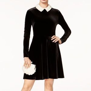 Betsey Johnson Velvet Dress with Pearled Collar